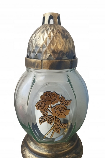 Elegantný Sklenený Lampáš s Motívom Zlatej Ruže - Premium Model